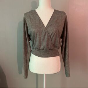 Grey mock wrap top